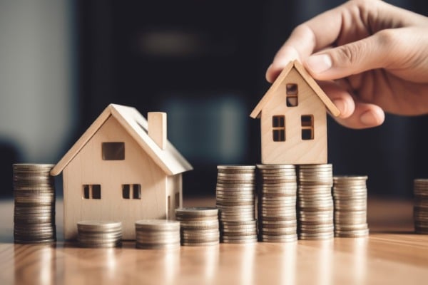 Photo of hands placing a minature house on top of hands, representing equity release