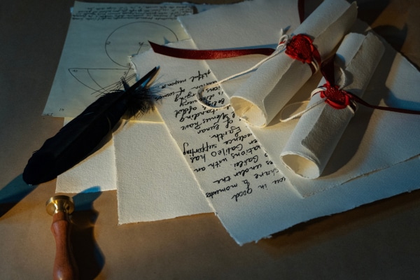 Bundle of old scrolls depicting the historic version of Missives was we discuss the modern version of missives in Scotland